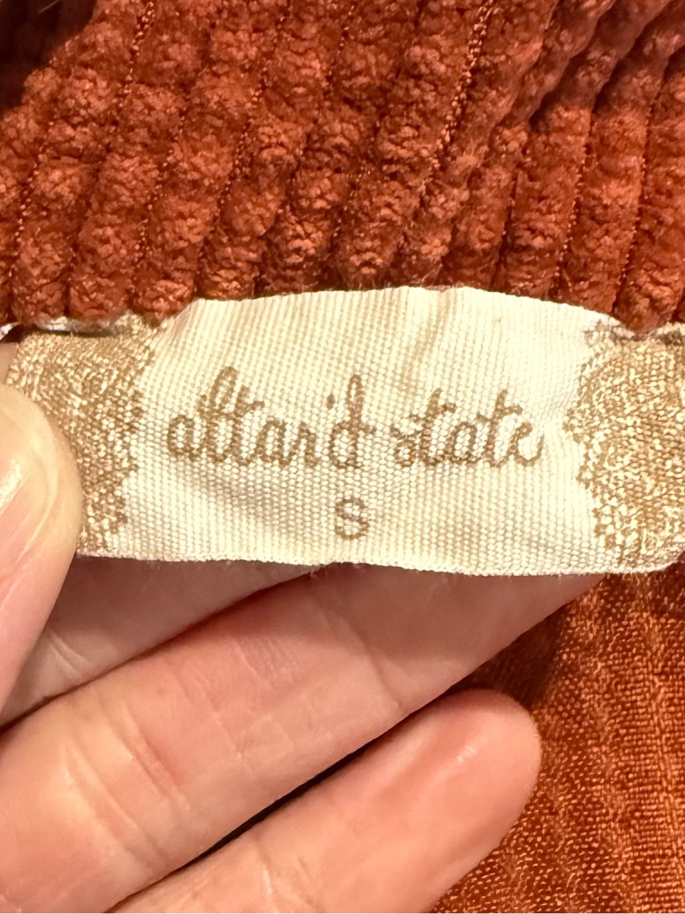 High-Waist Corduroy Women's Shorts Size Small Retro 70s Rust Altar’d State - Picture 2 of 4